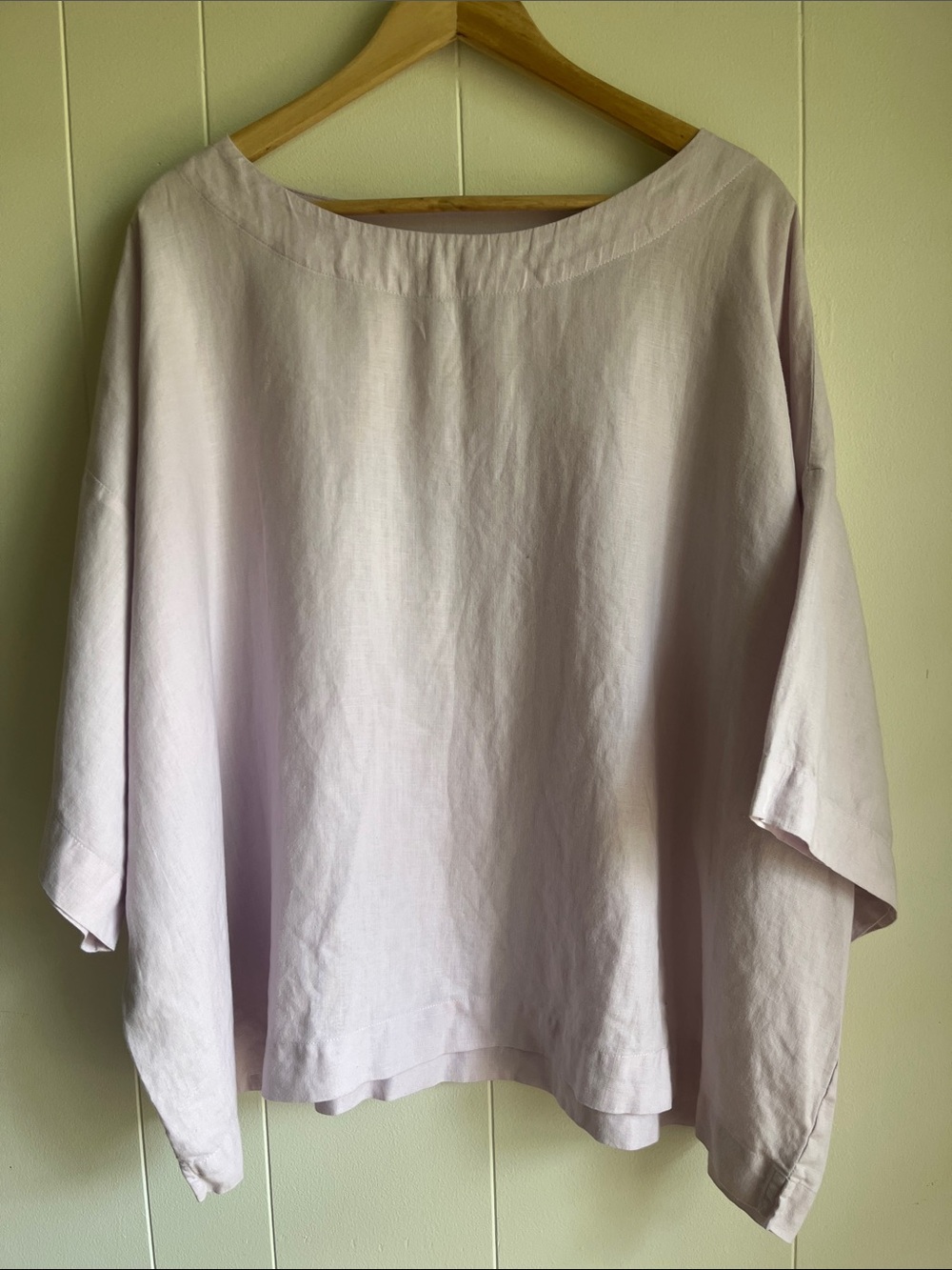 J. Jill Lavender Purple 100% Linen Boatneck Drop Sleeve Tunic Sz 2X Coastal